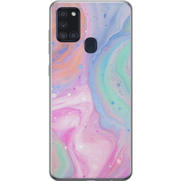 Samsung Galaxy A21s Gennemsigtig cover Pastelmarmor