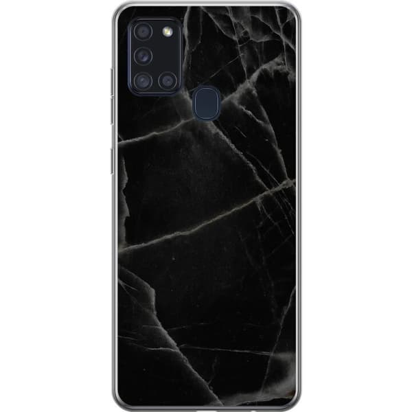 Samsung Galaxy A21s Gennemsigtig cover Sort marmor
