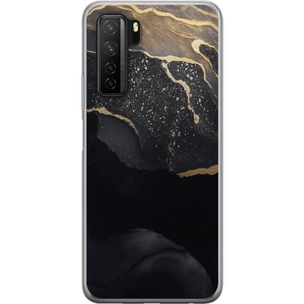 Huawei P40 lite 5G Gjennomsiktig deksel Svart gull abstrakt