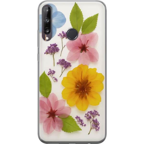 Huawei P40 lite E Läpinäkyvä kuori Painetut kukat