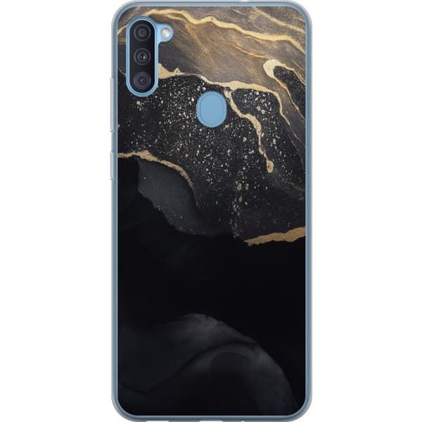 Samsung Galaxy A11 Gennemsigtig cover Sort guld abstrakt