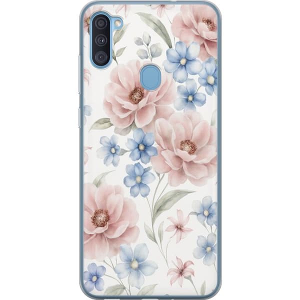 Samsung Galaxy A11 Gennemsigtig cover Romantiske blomster