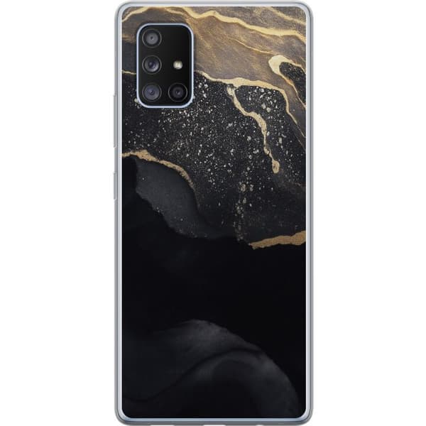 Samsung Galaxy A71 5G Gennemsigtig cover Sort guld abstrakt