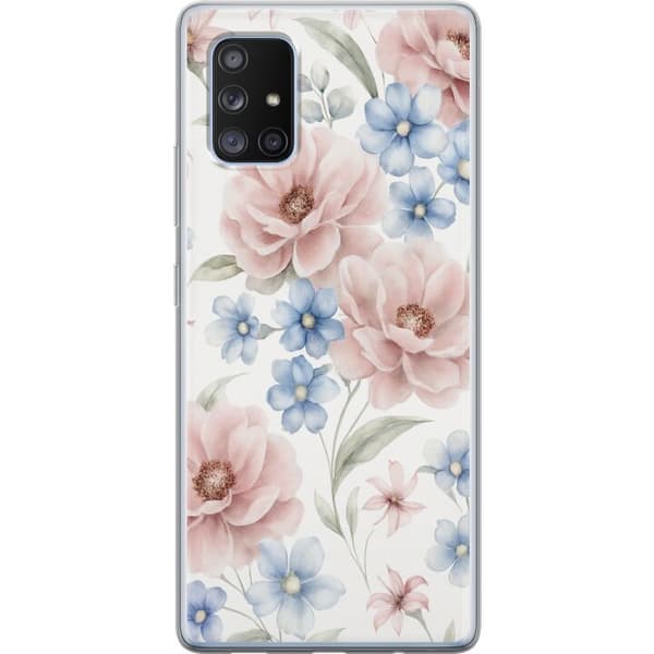 Samsung Galaxy A71 5G Läpinäkyvä kuori Romanttiset kukat