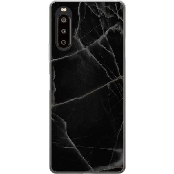 Sony Xperia 10 II Gennemsigtig cover Sort marmor