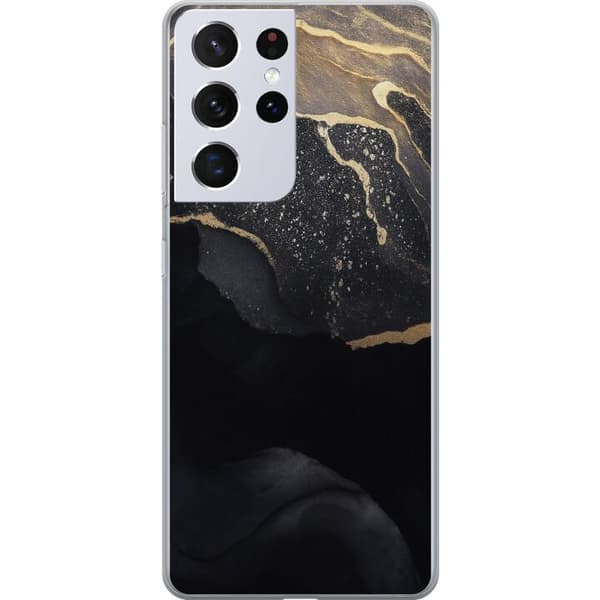 Samsung Galaxy S21 Ultra 5G Gennemsigtig cover Sort guld abstrakt