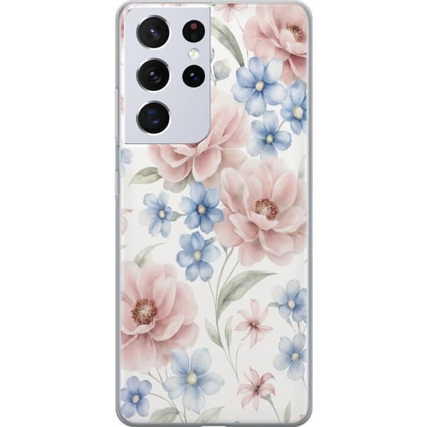 Samsung Galaxy S21 Ultra 5G Genomskinligt Skal Romantiska blommor