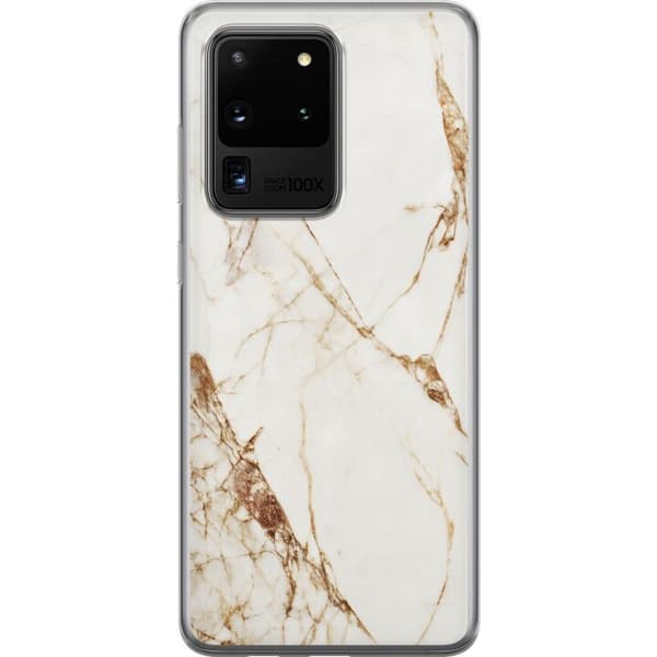 Samsung Galaxy S20 Ultra Gennemsigtig cover Hvid marmor