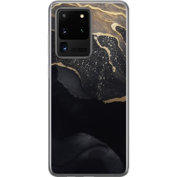 Samsung Galaxy S20 Ultra Gennemsigtig cover Sort guld abstrakt