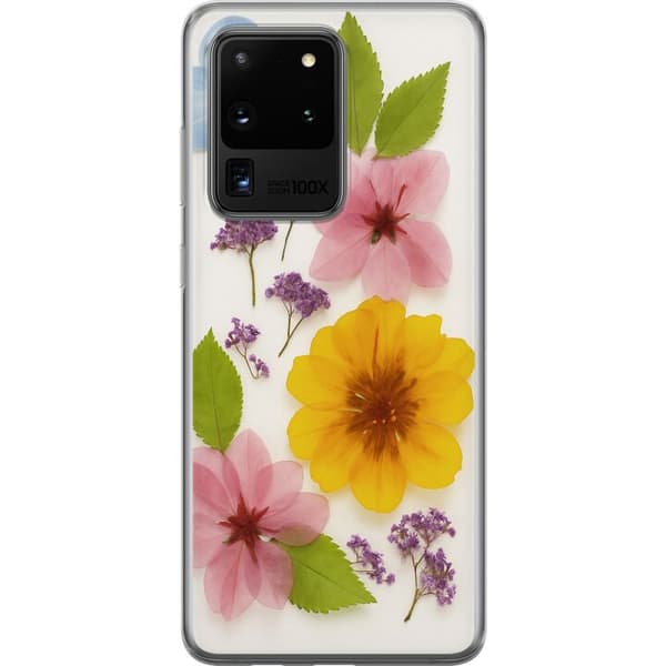 Samsung Galaxy S20 Ultra Läpinäkyvä kuori Painetut kukat