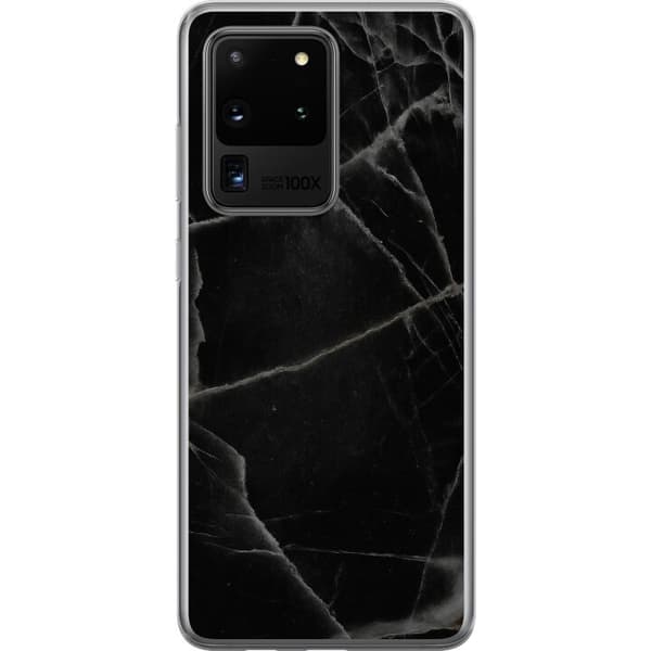 Samsung Galaxy S20 Ultra Läpinäkyvä kuori Musta marmori