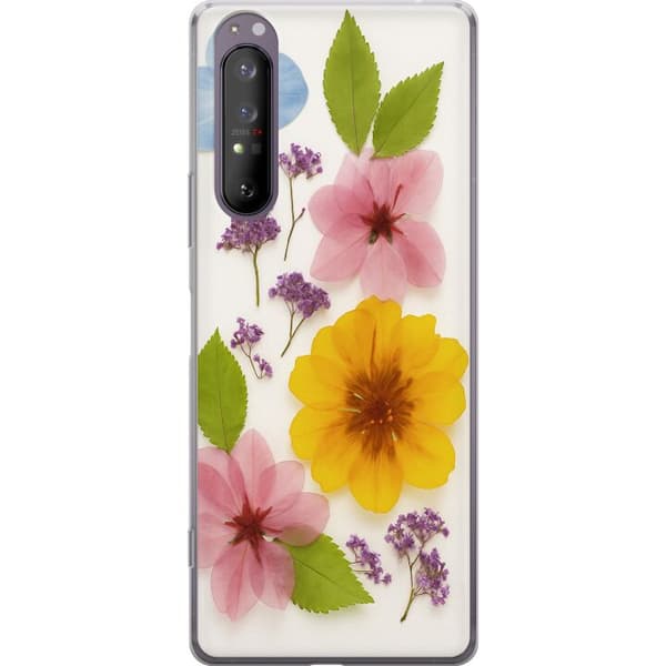 Sony Xperia 1 II Gennemsigtig cover Pressede blomster