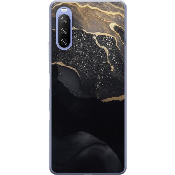 Sony Xperia 10 III Gennemsigtig cover Sort guld abstrakt