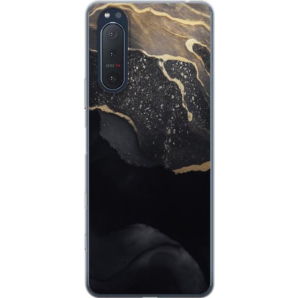 Sony Xperia 5 II Gennemsigtig cover Sort guld abstrakt
