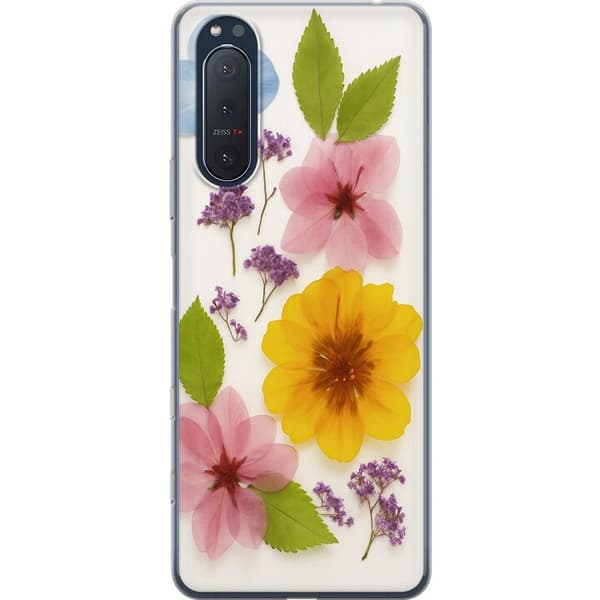 Sony Xperia 5 II Gennemsigtig cover Pressede blomster
