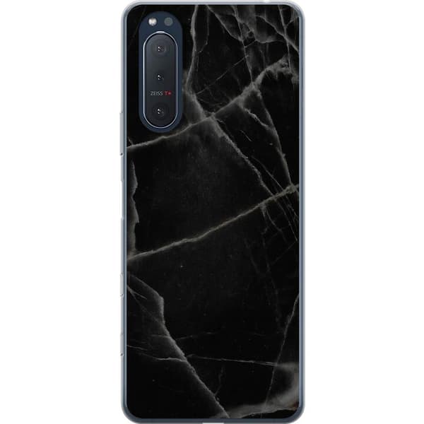 Sony Xperia 5 II Gennemsigtig cover Sort marmor