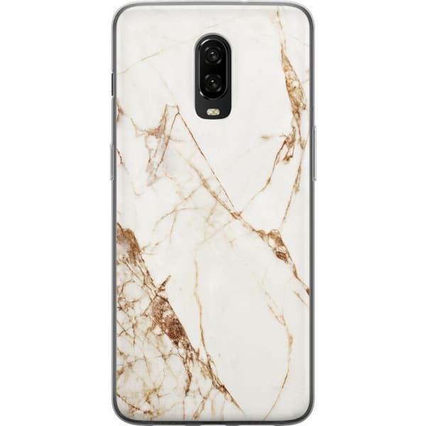 OnePlus 6T Läpinäkyvä kuori Valkoinen marmori