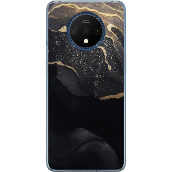 OnePlus 7T Gennemsigtig cover Sort guld abstrakt