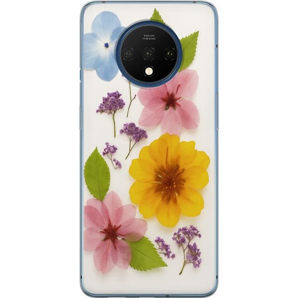 OnePlus 7T Genomskinligt Skal Pressade blommor