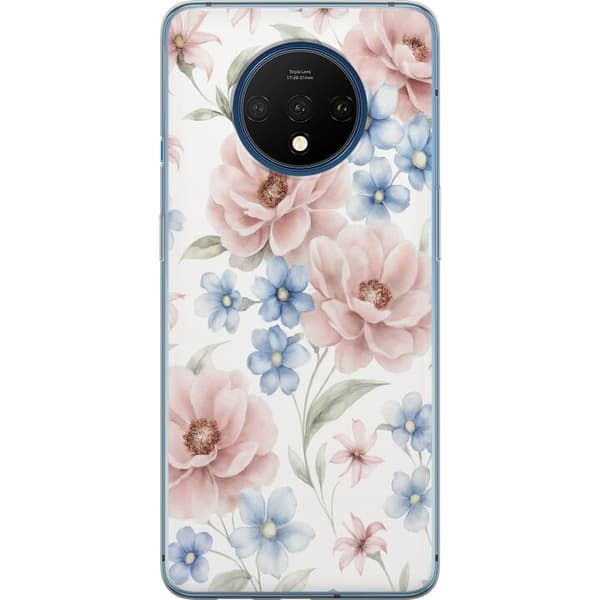 OnePlus 7T Gennemsigtig cover Romantiske blomster