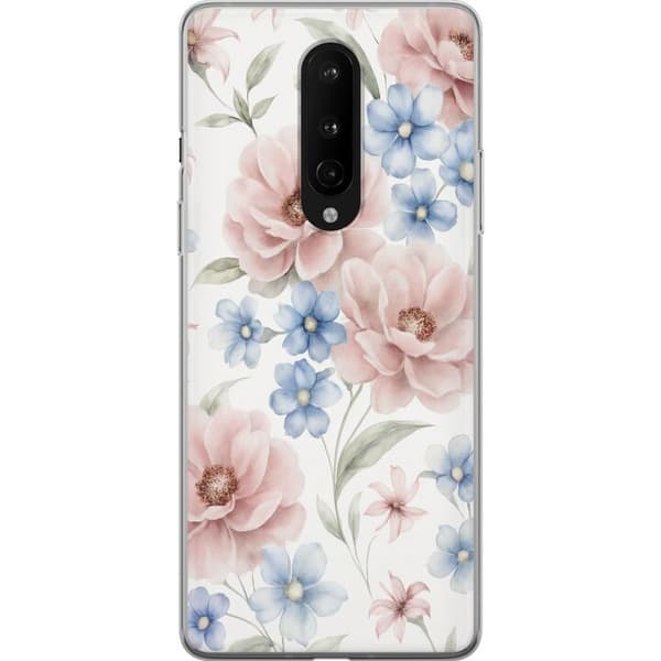 OnePlus 8 Gennemsigtig cover Romantiske blomster