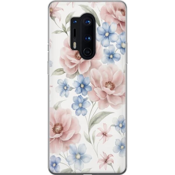 OnePlus 8 Pro Läpinäkyvä kuori Romanttiset kukat