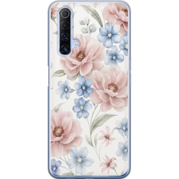 Realme X50 5G Gennemsigtig cover Romantiske blomster