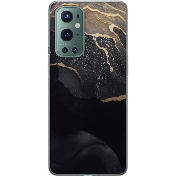 OnePlus 9 Pro Gennemsigtig cover Sort guld abstrakt