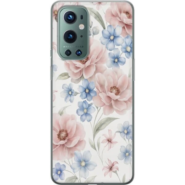 OnePlus 9 Pro Gennemsigtig cover Romantiske blomster