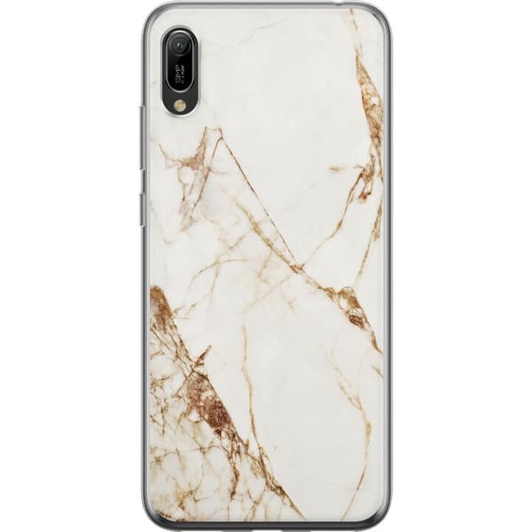 Huawei Y6 Pro (2019) Gennemsigtig cover Hvid marmor