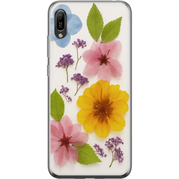 Huawei Y6 Pro (2019) Gennemsigtig cover Pressede blomster