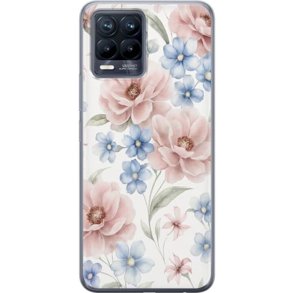 Realme 8 Gjennomsiktig deksel Romantiske blomster