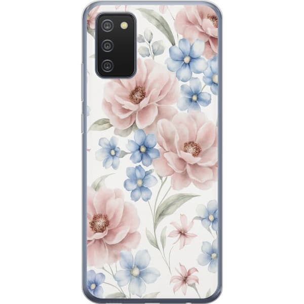 Samsung Galaxy A02s Gennemsigtig cover Romantiske blomster