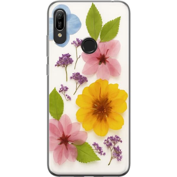Huawei Y6 (2019) Gennemsigtig cover Pressede blomster