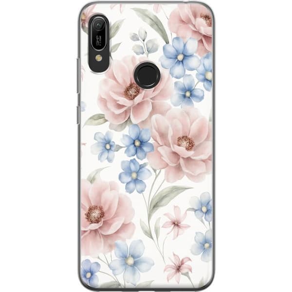 Huawei Y6 (2019) Gennemsigtig cover Romantiske blomster