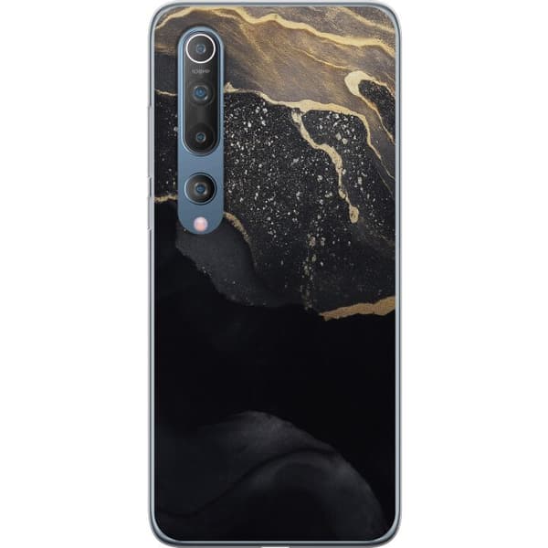 Xiaomi Mi 10 5G Gennemsigtig cover Sort guld abstrakt