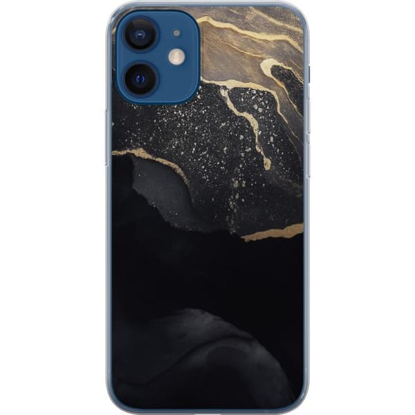 Apple iPhone 12 mini Gennemsigtig cover Sort guld abstrakt