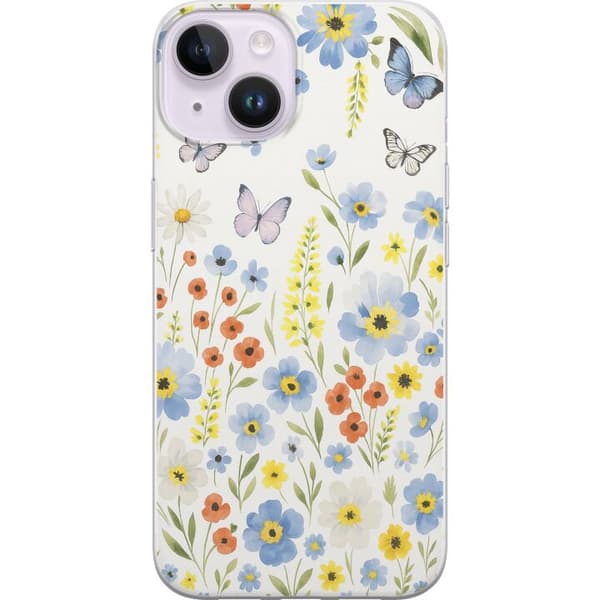 Apple iPhone 14 Genomskinligt Skal Sommarblommor