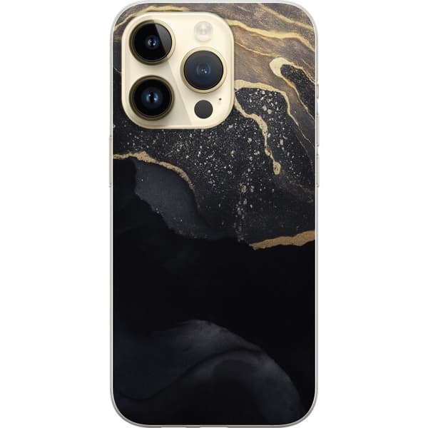 Apple iPhone 14 Pro Gennemsigtig cover Sort guld abstrakt