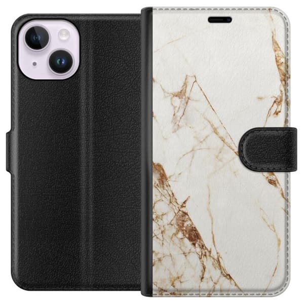 Apple iPhone 14 Plånboksfodral Vit marmor