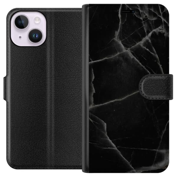 Apple iPhone 14 Lompakkokotelo Musta marmori