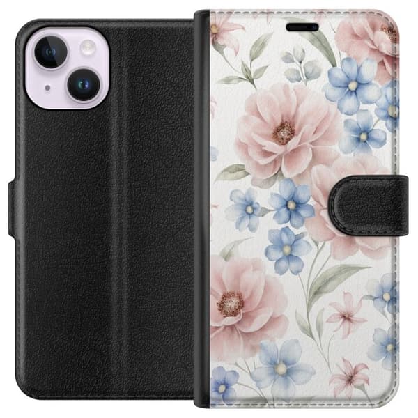Apple iPhone 14 Lompakkokotelo Romanttiset kukat