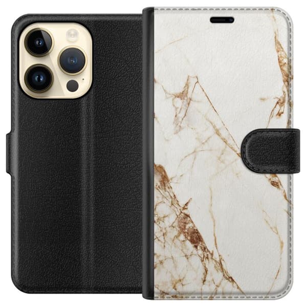 Apple iPhone 14 Pro Plånboksfodral Vit marmor