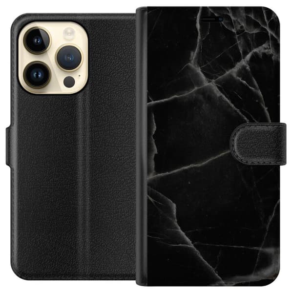 Apple iPhone 14 Pro Tegnebogsetui Sort marmor