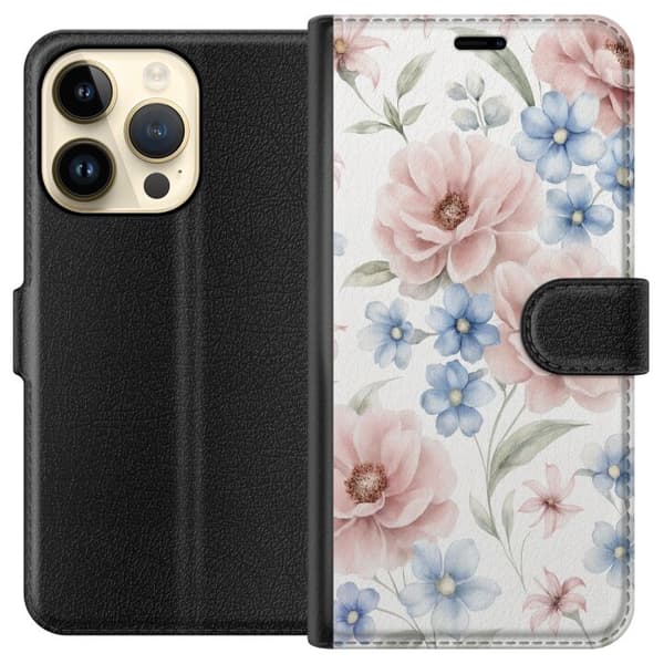 Apple iPhone 14 Pro Lommeboketui Romantiske blomster