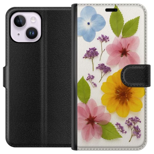 Apple iPhone 14 Plus Tegnebogsetui Pressede blomster