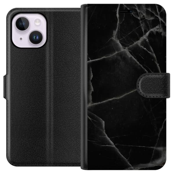 Apple iPhone 14 Plus Plånboksfodral Svart marmor