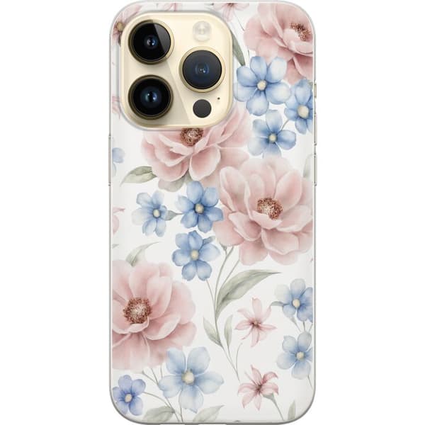 Apple iPhone 15 Pro Läpinäkyvä kuori Romanttiset kukat