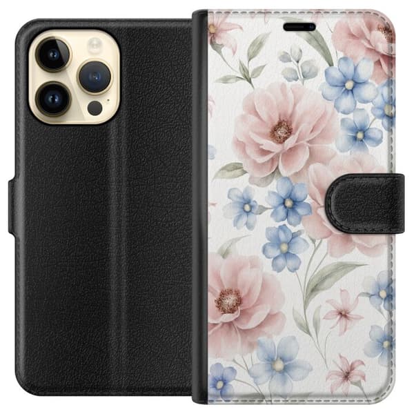 Apple iPhone 14 Pro Max Lompakkokotelo Romanttiset kukat