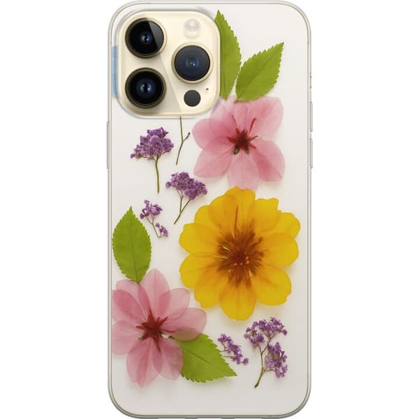 Apple iPhone 15 Pro Max Gjennomsiktig deksel Pressede blomster